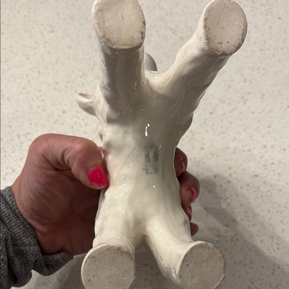 Vintage Ceramic Lamb Planter Pink Bow, Mid Century, Nursery Baby Decor - Picture 7 of 8